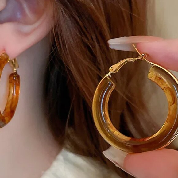Brown Big Hoop Earrings - Picture 3 of 3